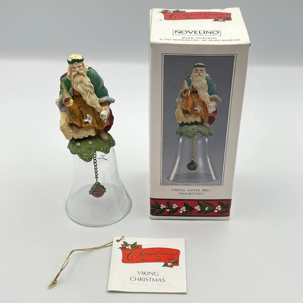 NIB Novelino Christmas Through The Ages Viking Santa Bell‎ Vintage 1992 #CTA401